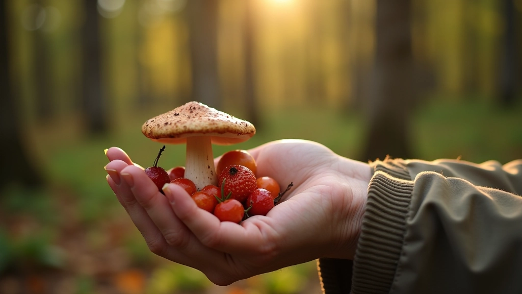 Ģimene sēņo kopā rudenī ar groziņiem un smaidiem
