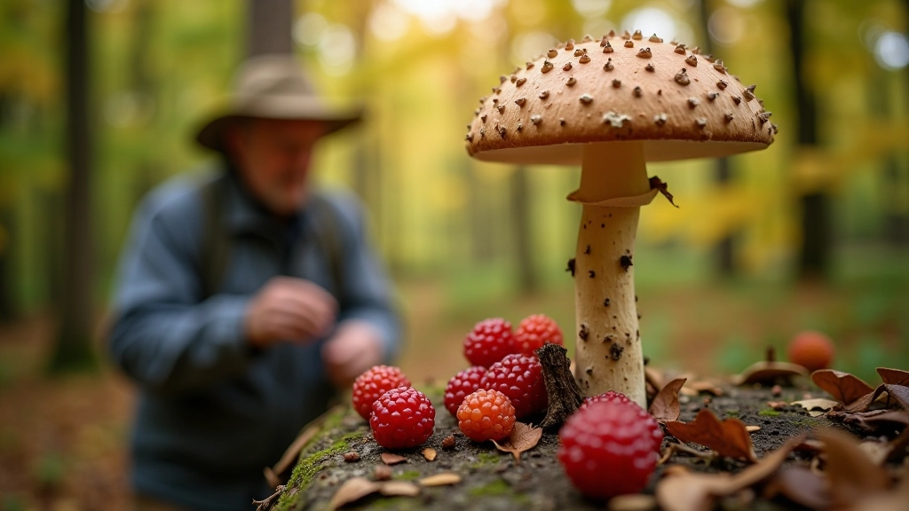 Seniora roka ar sēņu kurvī, rūpīgi sēņu vākšana drošos apstākļos